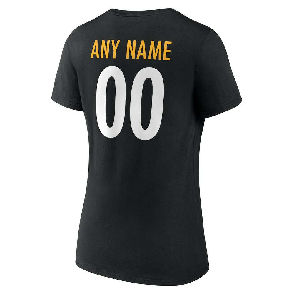 Pittsburgh Steelers  Women's Team Authentic Personalized Name & Number V-Neck T-Shirt