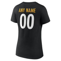 Pittsburgh Steelers  Women's Team Authentic Personalized Name & Number V-Neck T-Shirt
