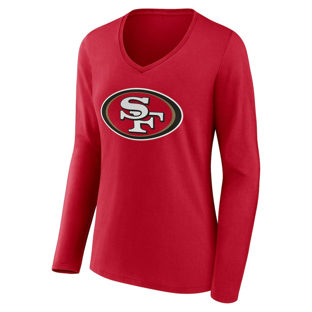 San Francisco 49ers  Women's Team Authentic Personalized Name & Number Long Sleeve V-Neck T-Shirt