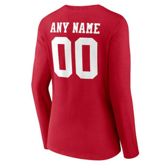 San Francisco 49ers  Women's Team Authentic Personalized Name & Number Long Sleeve V-Neck T-Shirt