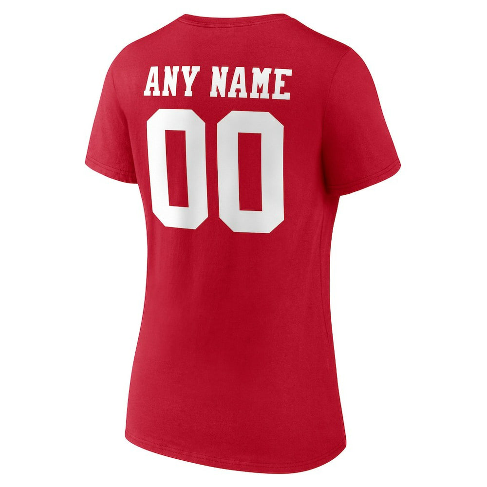 San Francisco 49ers  Women's Team Authentic Personalized Name & Number V-Neck T-Shirt