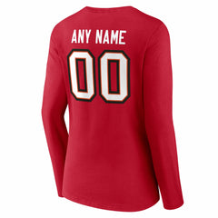 Tampa Bay Buccaneers  Women's Team Authentic Personalized Name & Number Long Sleeve V-Neck T-Shirt
