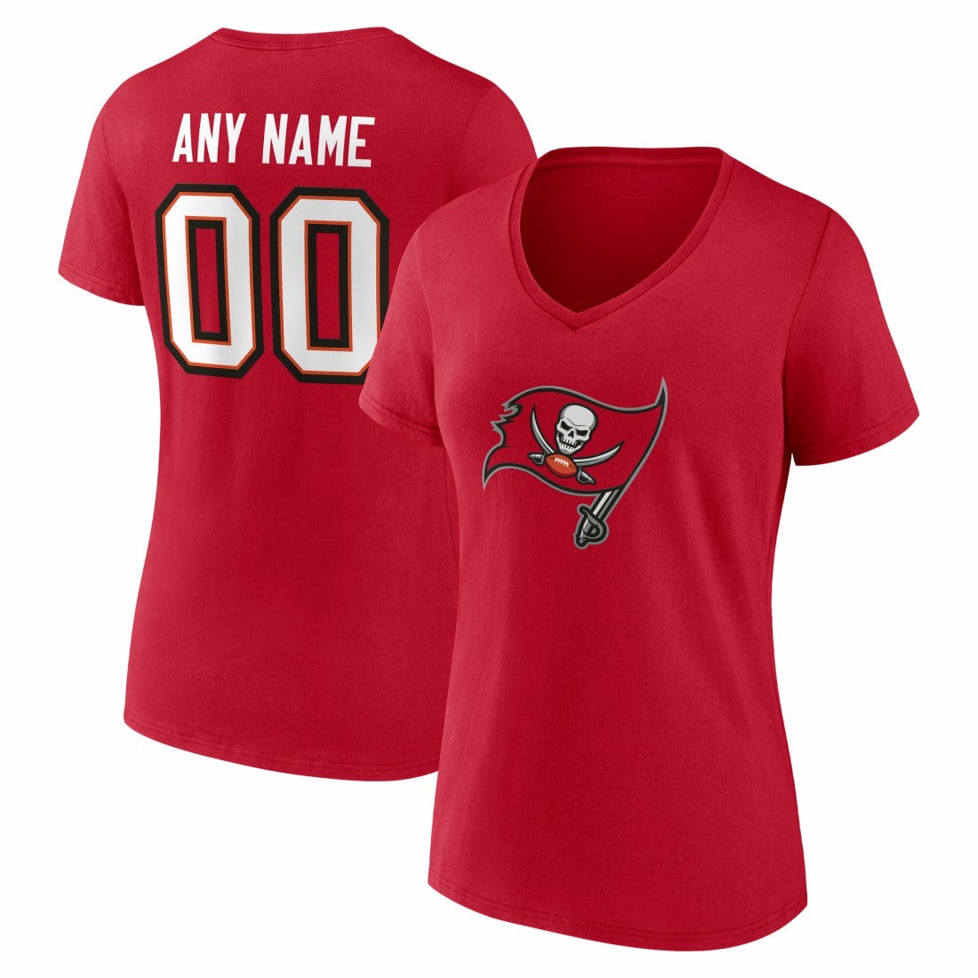 Tampa Bay Buccaneers  Women's Team Authentic Personalized Name & Number V-Neck T-Shirt