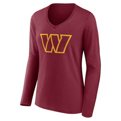 Washington Commanders  Women's Team Authentic Personalized Name & Number Long Sleeve V-Neck T-Shirt
