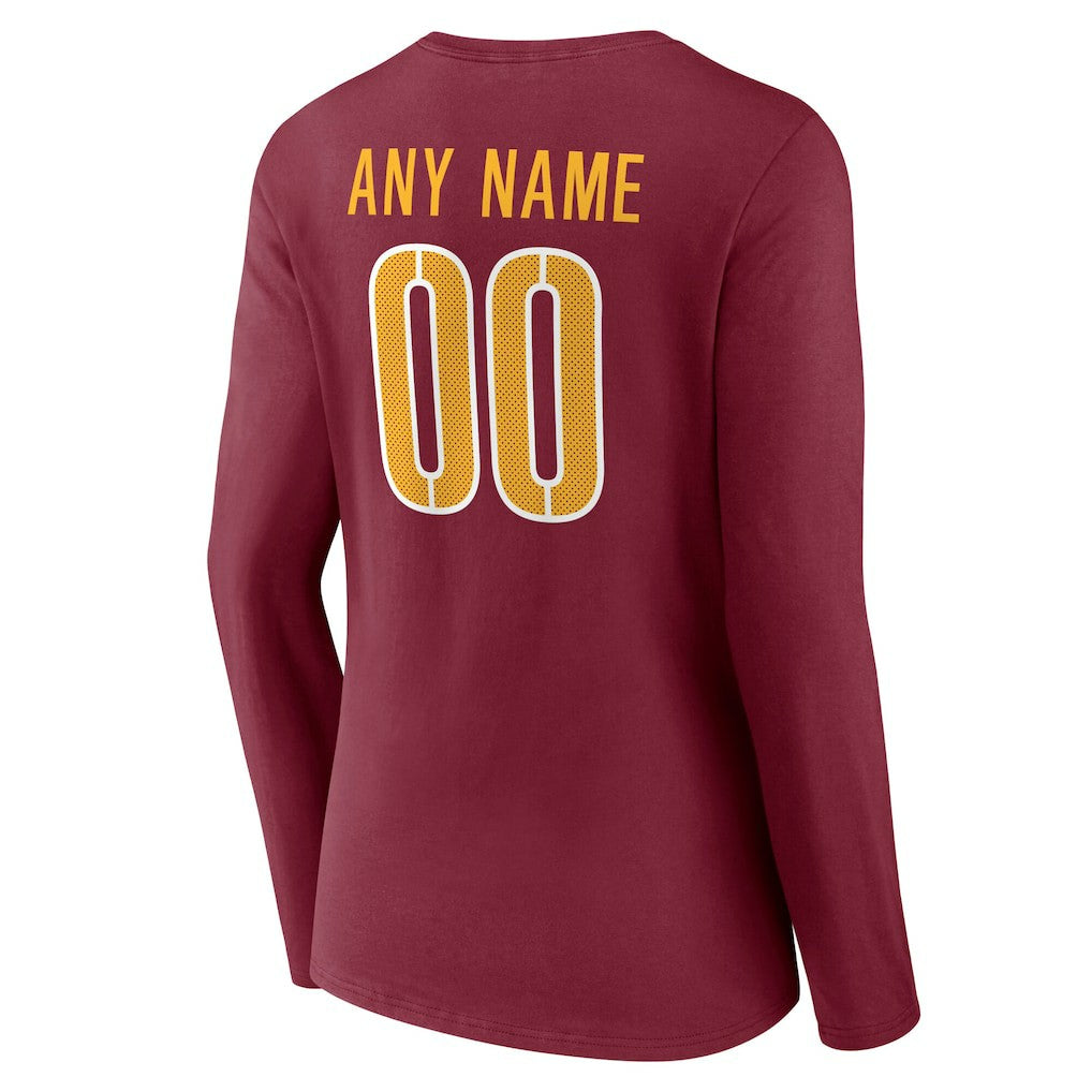 Washington Commanders  Women's Team Authentic Personalized Name & Number Long Sleeve V-Neck T-Shirt