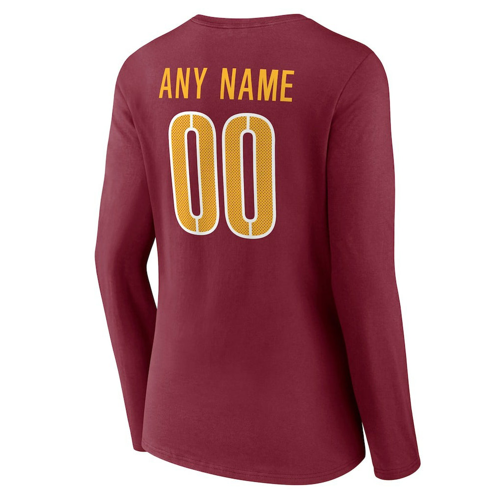 Washington Commanders  Women's Team Authentic Personalized Name & Number Long Sleeve V-Neck T-Shirt