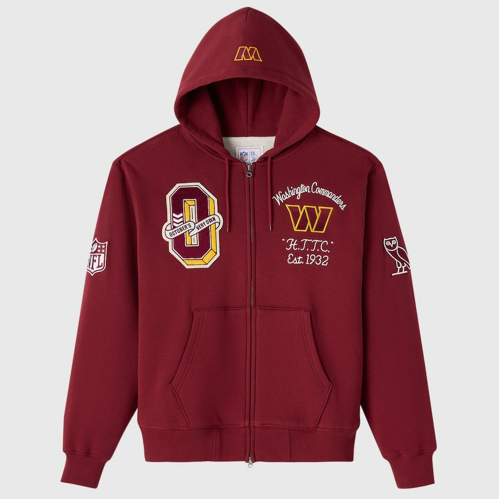 Washington Commanders  OVO x NFL Unisex Full-Zip Waffle-Lined Hoodie