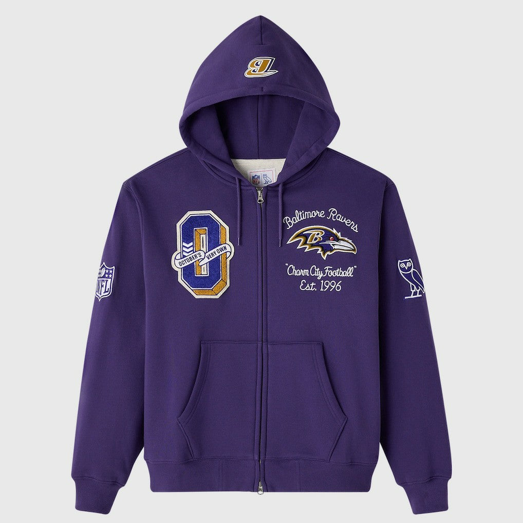 Baltimore Ravens  OVO x NFL Unisex Full-Zip Waffle-Lined Hoodie