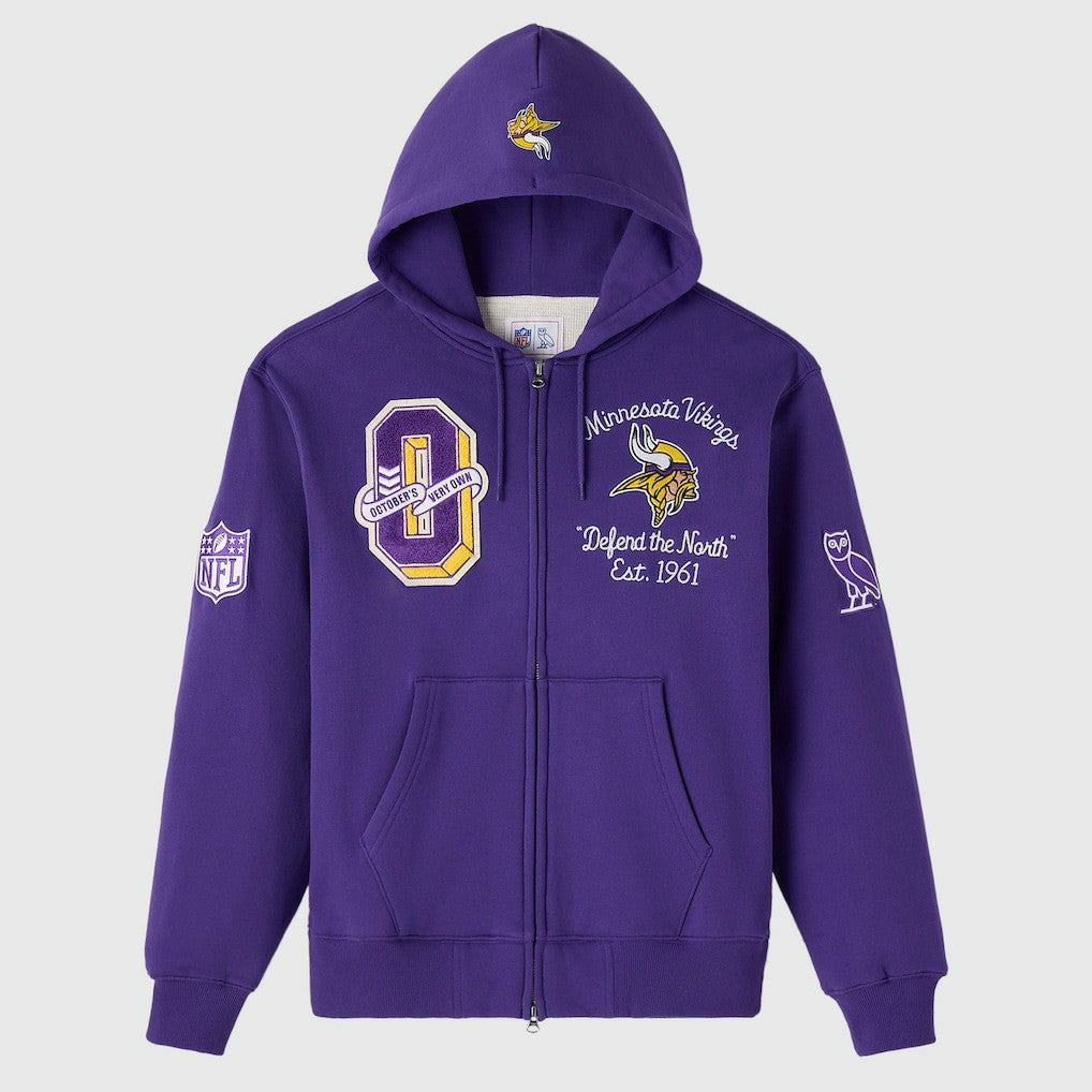 Minnesota Vikings  OVO x NFL Unisex Full-Zip Waffle-Lined Hoodie