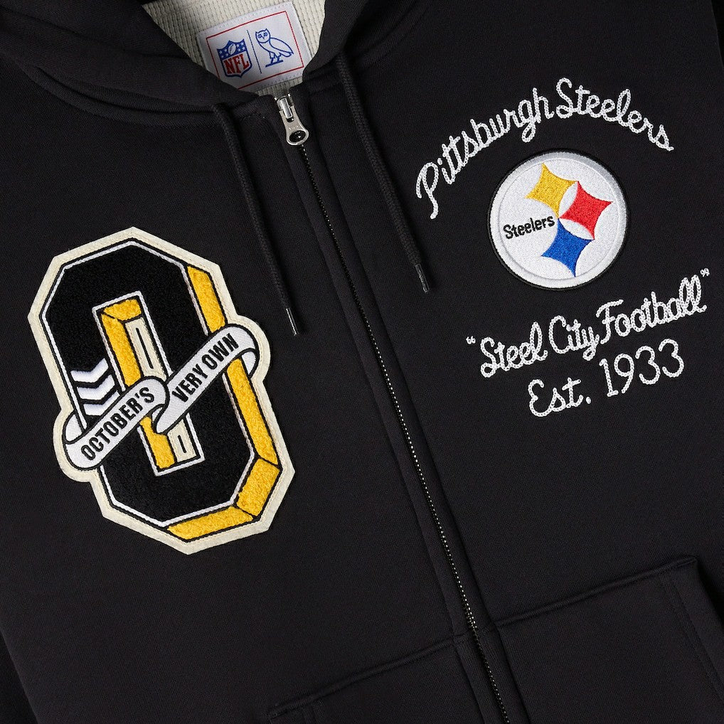 Pittsburgh Steelers  OVO x NFL Unisex Full-Zip Waffle-Lined Hoodie