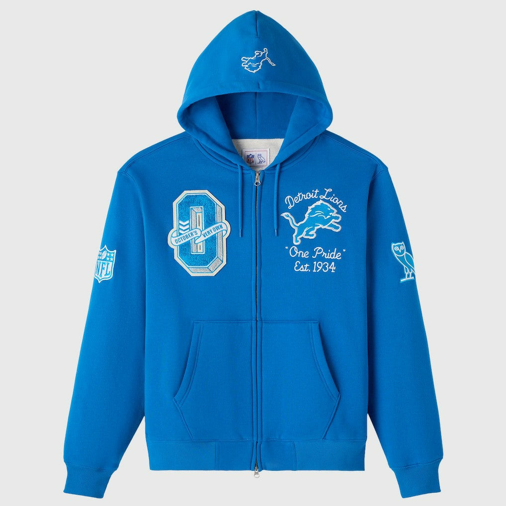 Detroit Lions  OVO x NFL Unisex Full-Zip Waffle-Lined Hoodie
