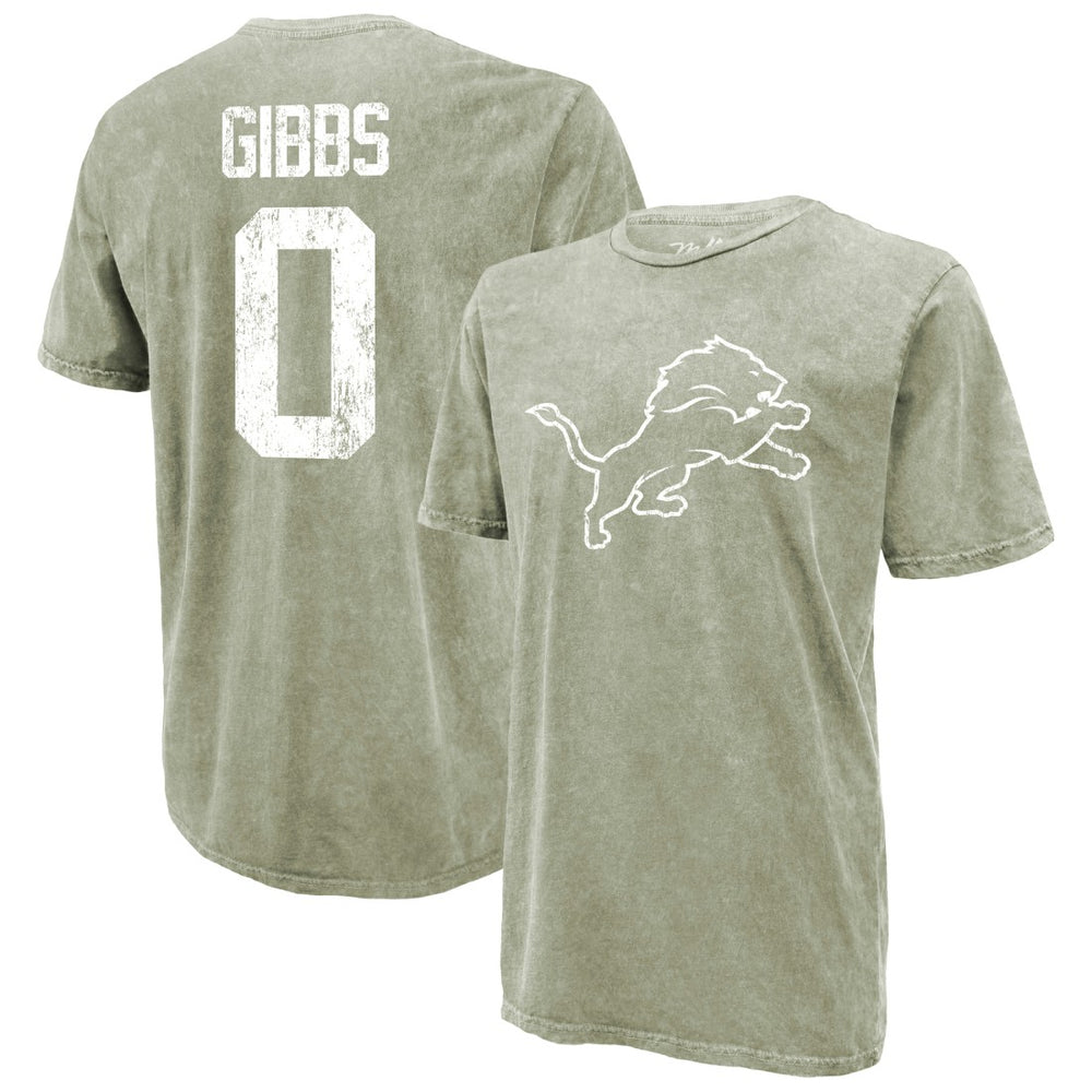 Detroit Lions  Jahmyr Gibbs  Majestic Threads Mineral Wash Name & Number T-Shirt