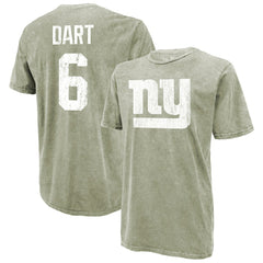 New York Giants New Era Jaxson Dart  Majestic Threads Mineral Wash Name & Number T-Shirt