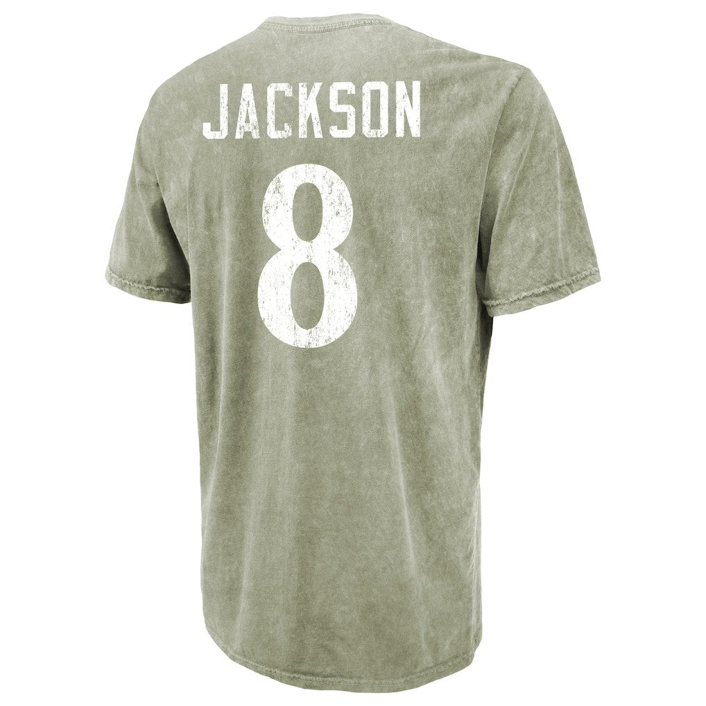 Baltimore Ravens  Lamar Jackson  Majestic Threads Mineral Wash Name & Number T-Shirt
