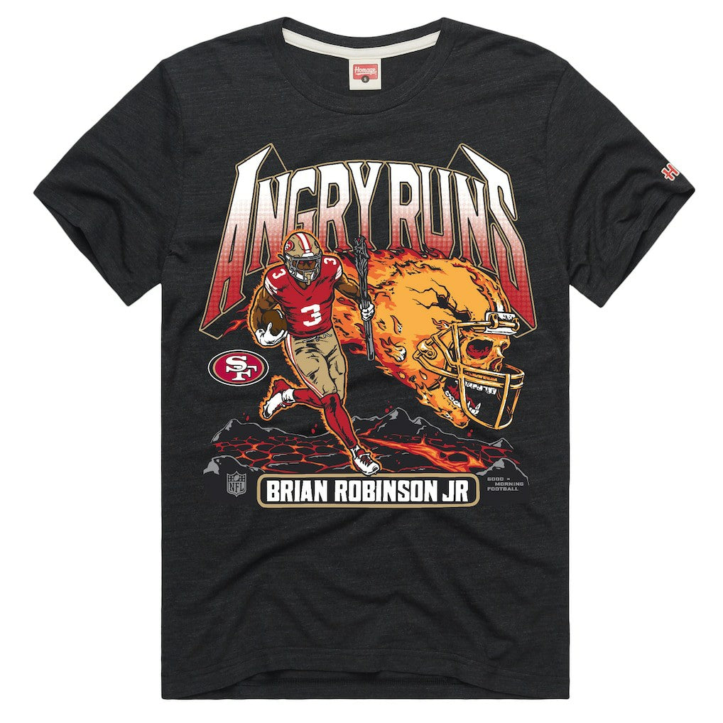 San Francisco 49ers  Brian Robinson Jr.  Homage Unisex Angry Runs Player Graphic Tri-Blend T-Shirt