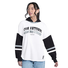 San Antonio Spurs G-III 4Her by Carl Banks Women's Key Player Oversized Hooded Long Sleeve T-Shirt On Sale