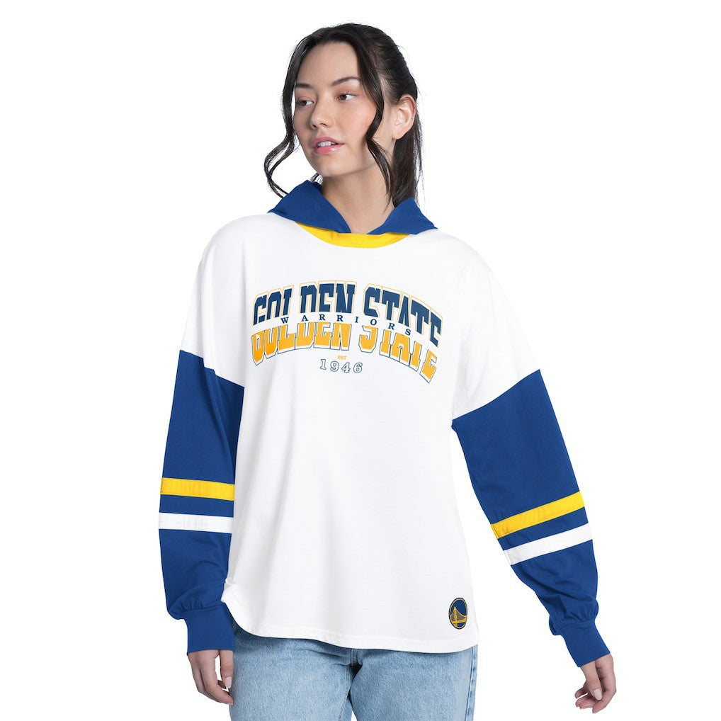 Golden State Warriors G-III 4Her by Carl Banks Women's Key Player Oversized Hooded Long Sleeve T-Shirt sale On Sale