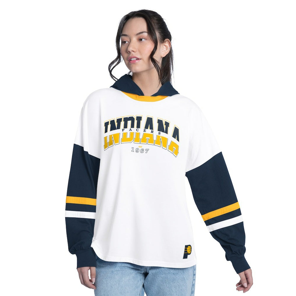 Indiana Pacers G-III 4Her by Carl Banks Women's Key Player Oversized Hooded Long Sleeve T-Shirt Outlet