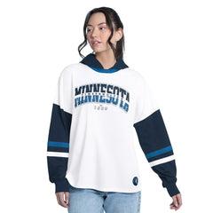 Minnesota Timberwolves G-III 4Her by Carl Banks Women's Key Player Oversized Hooded Long Sleeve T-Shirt On Sale