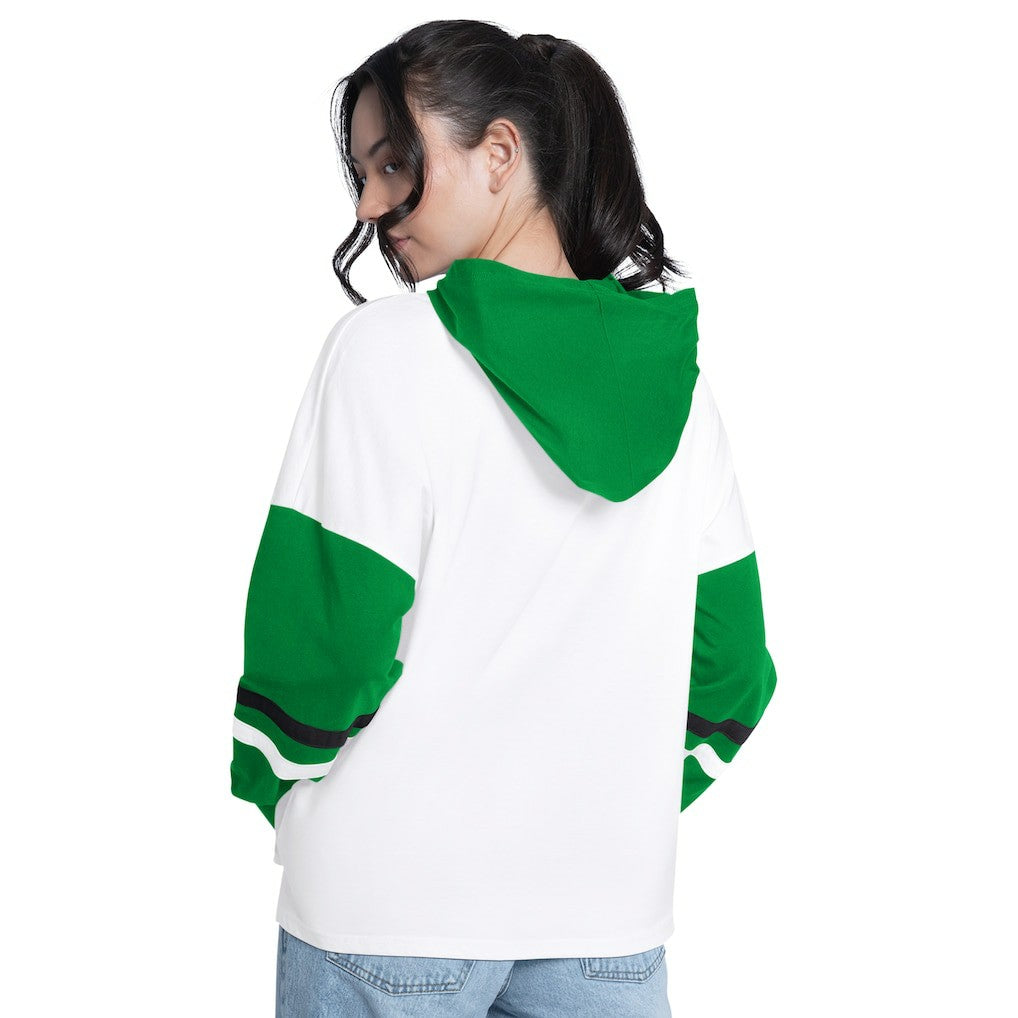 Boston Celtics G-III 4Her by Carl Banks Women's Key Player Oversized Hooded Long Sleeve T-Shirt On Sale