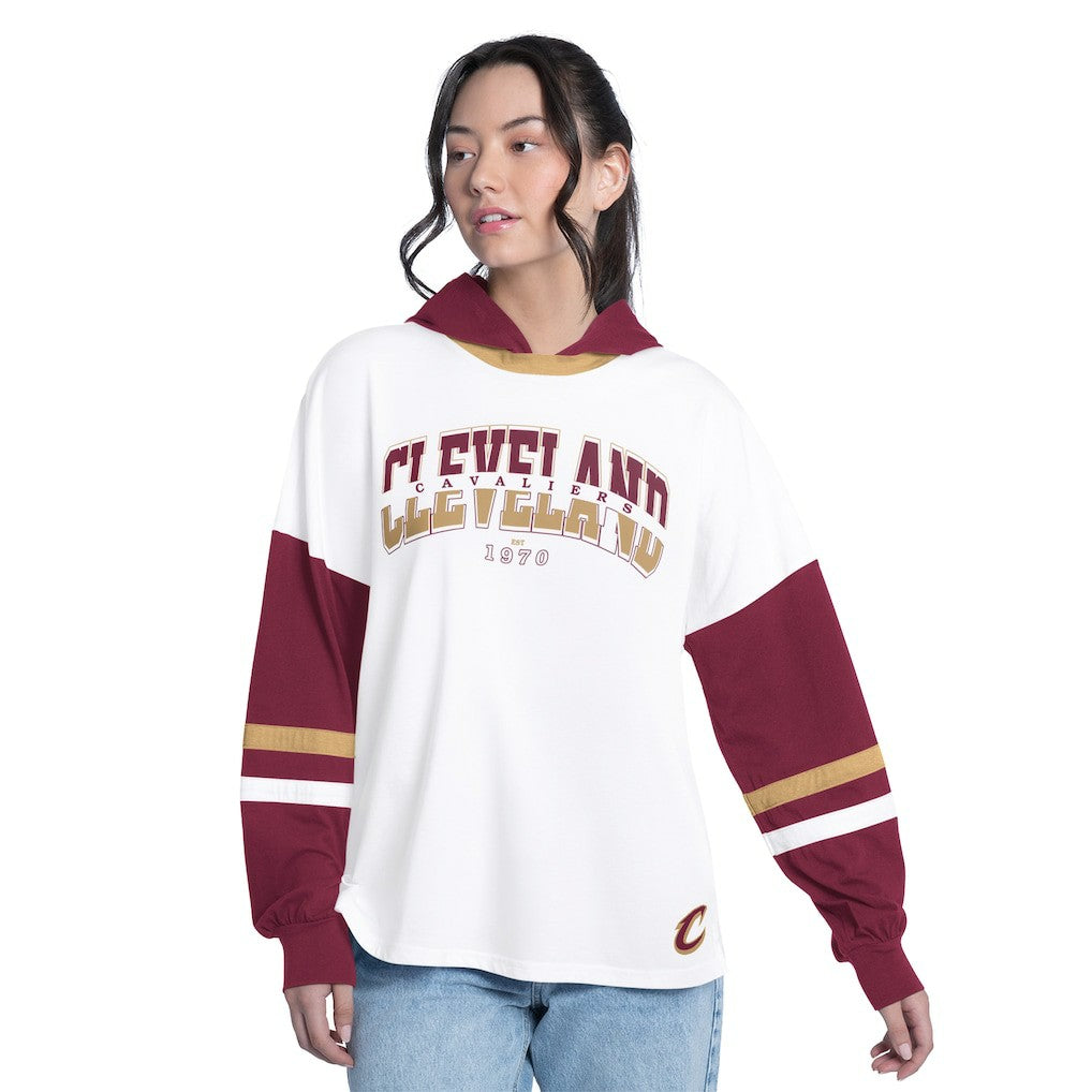 Cleveland Cavaliers G-III 4Her by Carl Banks Women's Key Player Oversized Hooded Long Sleeve T-Shirt sale Online