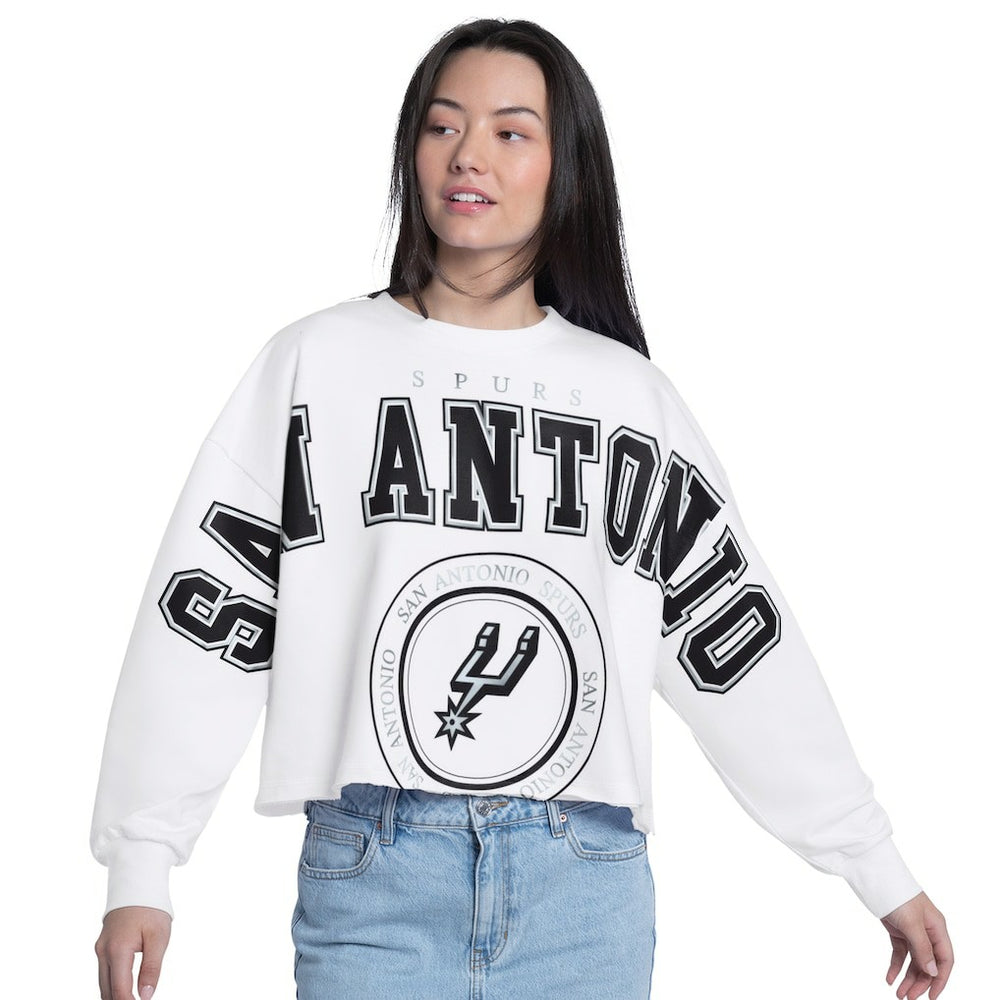 San Antonio Spurs G-III 4Her by Carl Banks Women's Bleachers Cropped French Terry Sweatshirt Outlet