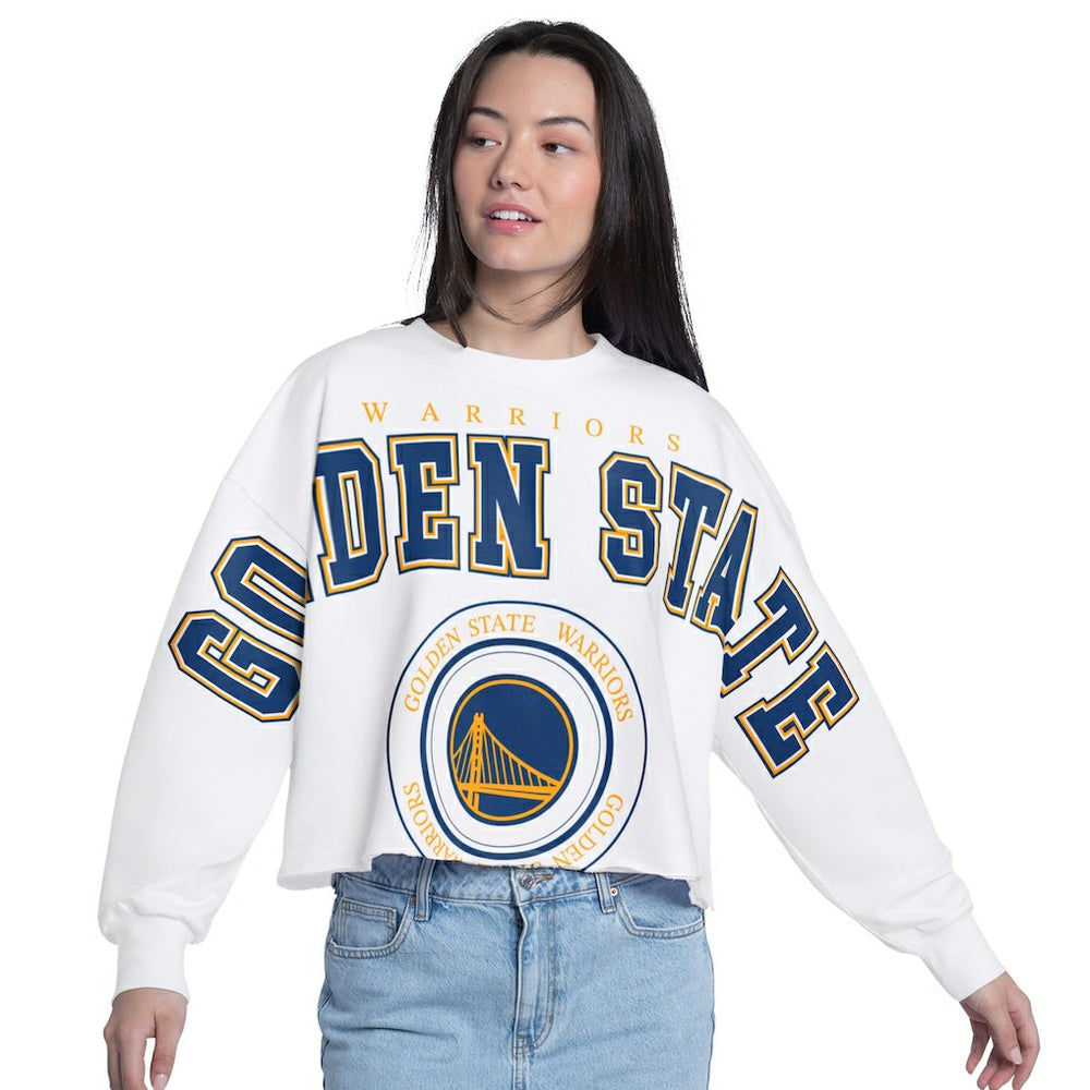 Golden State Warriors G-III 4Her by Carl Banks Women's Bleachers Cropped French Terry Sweatshirt sale Discount