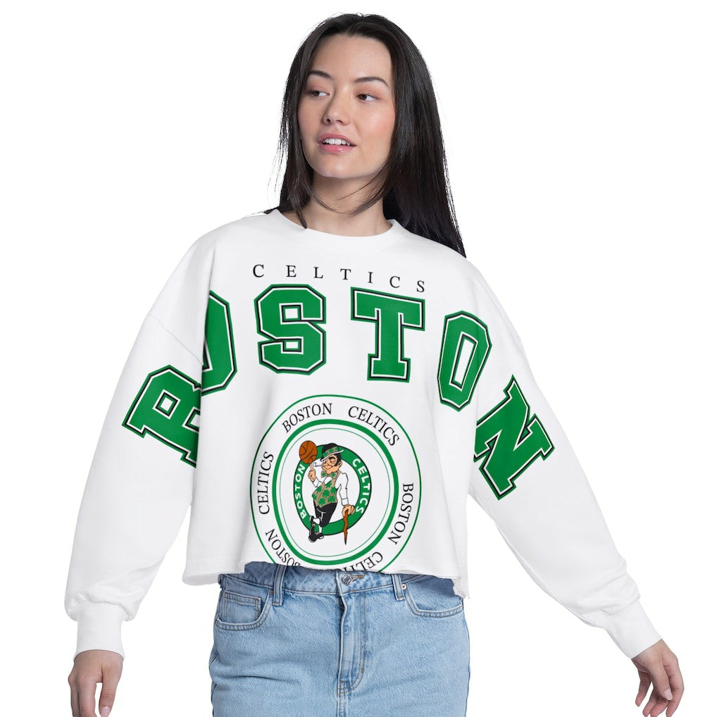 Boston Celtics G-III 4Her by Carl Banks Women's Bleachers Cropped French Terry Sweatshirt On Sale