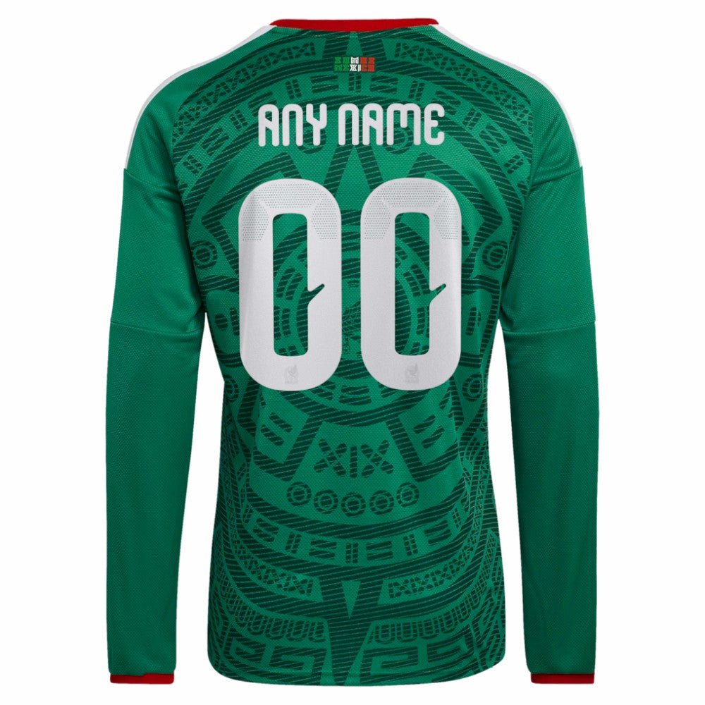 Mexico National Team 2026 Home Replica Long Sleeve Custom Jersey Green - Adidas