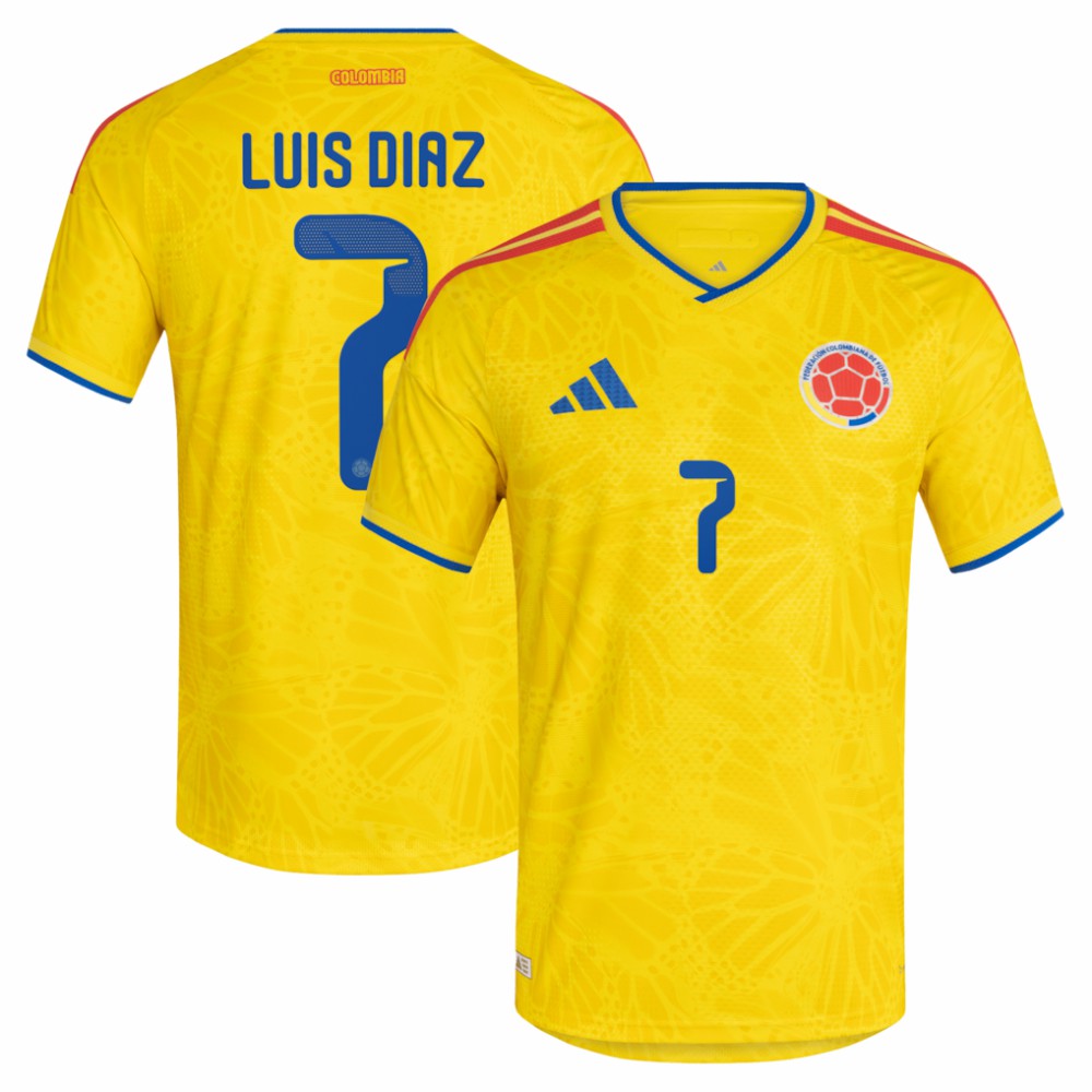 Luis Diaz Colombia National Team 2026 Home Jersey Yellow - Adidas