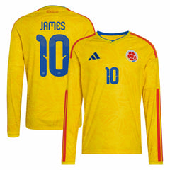 James Rodriguez Colombia National Team 2026 Home Replica Long Sleeve Jersey Yellow - Adidas