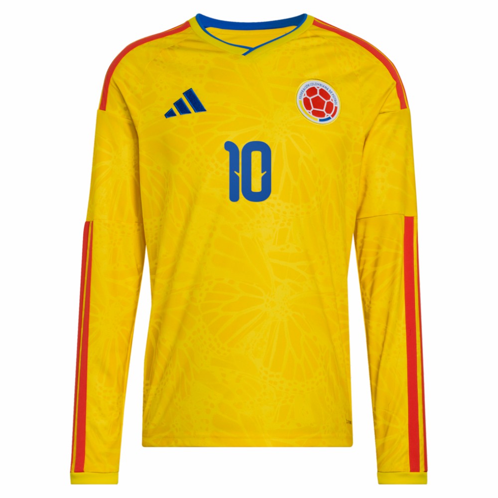 James Rodriguez Colombia National Team 2026 Home Replica Long Sleeve Jersey Yellow - Adidas