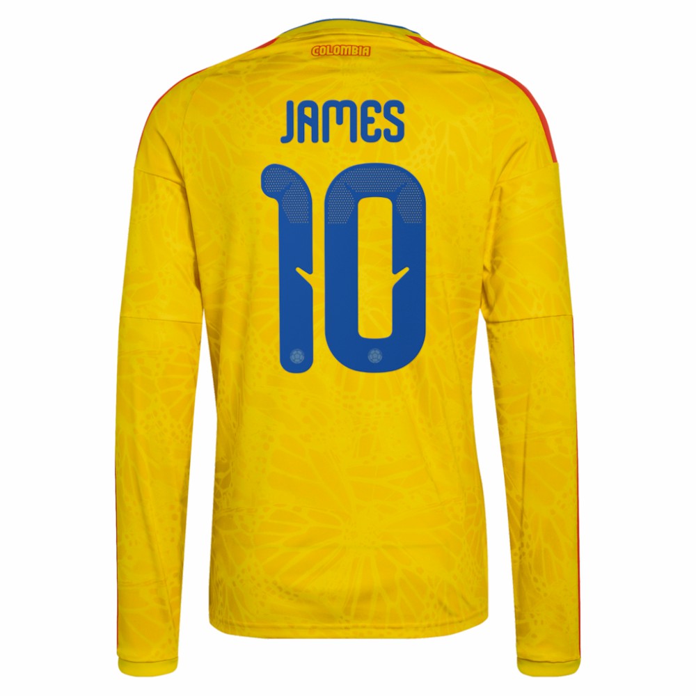 James Rodriguez Colombia National Team 2026 Home Replica Long Sleeve Jersey Yellow - Adidas