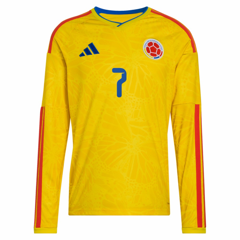 Luis Diaz Colombia National Team 2026 Home Replica Long Sleeve Jersey Yellow - Adidas