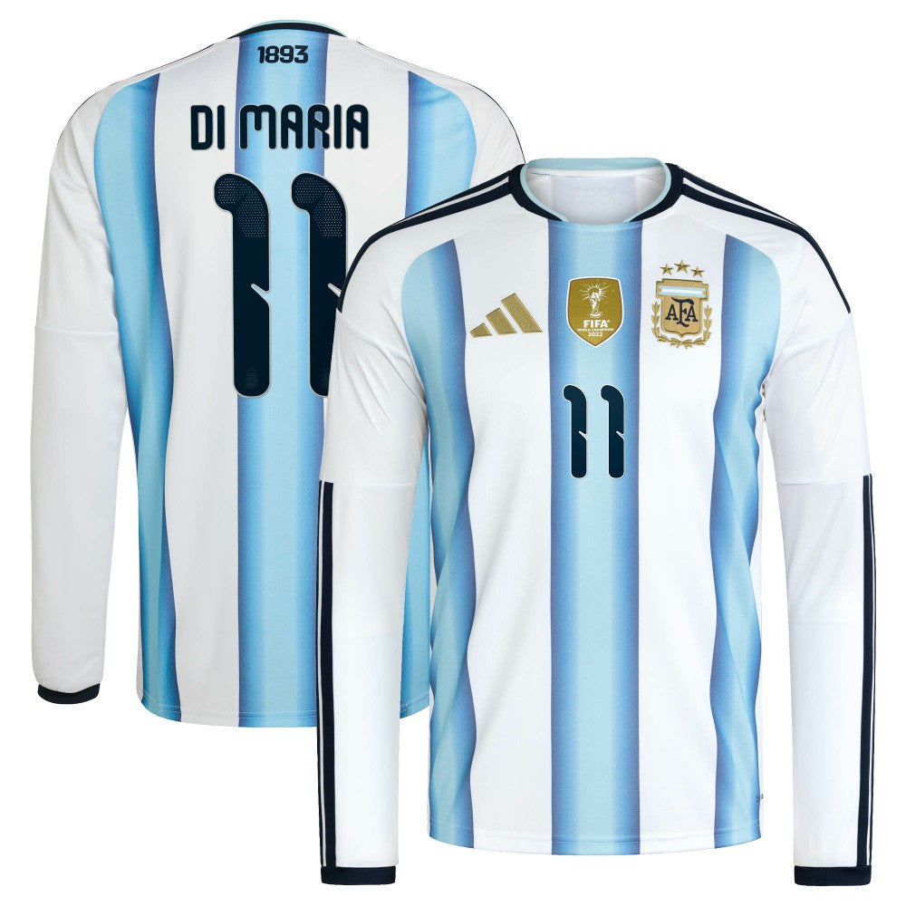 Angel Di Maria Argentina National Team 2026 Home Replica Long Sleeve Jersey White - Adidas