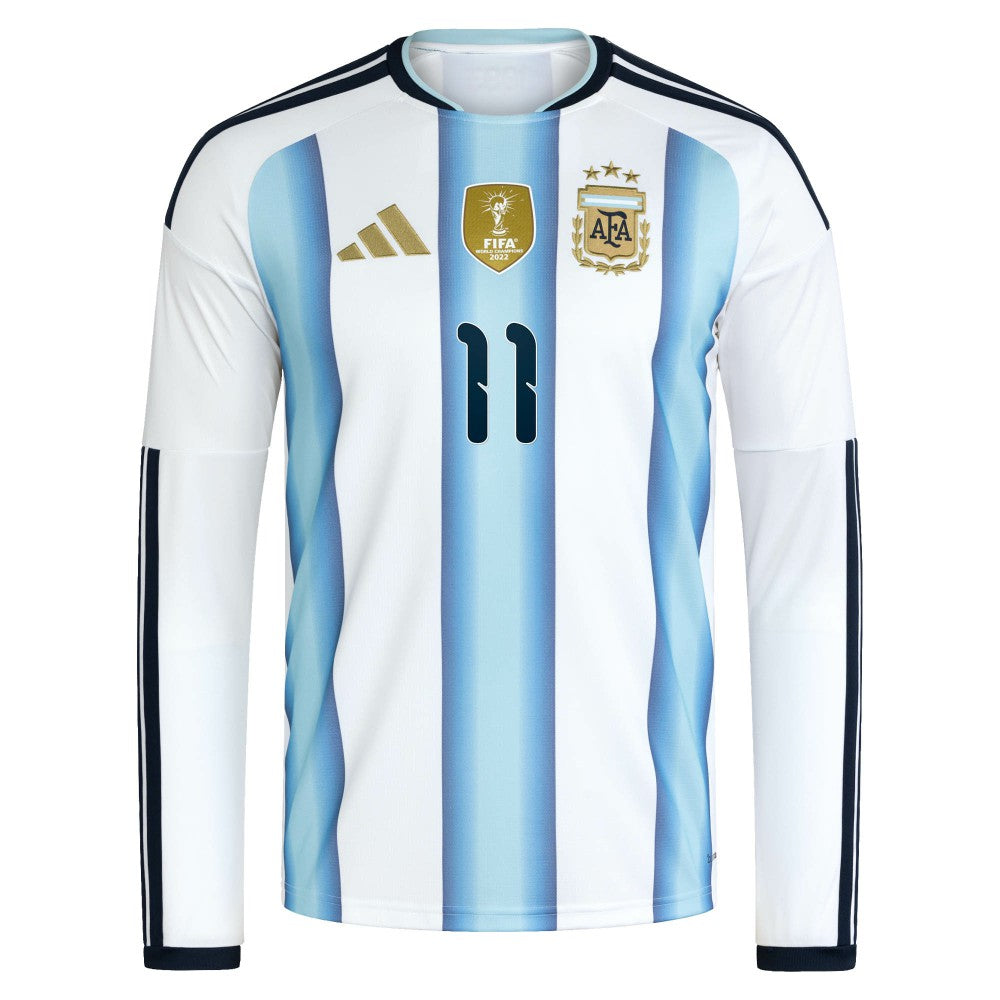 Angel Di Maria Argentina National Team 2026 Home Replica Long Sleeve Jersey White - Adidas