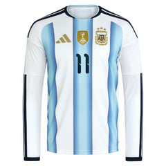 Angel Di Maria Argentina National Team 2026 Home Replica Long Sleeve Jersey White - Adidas