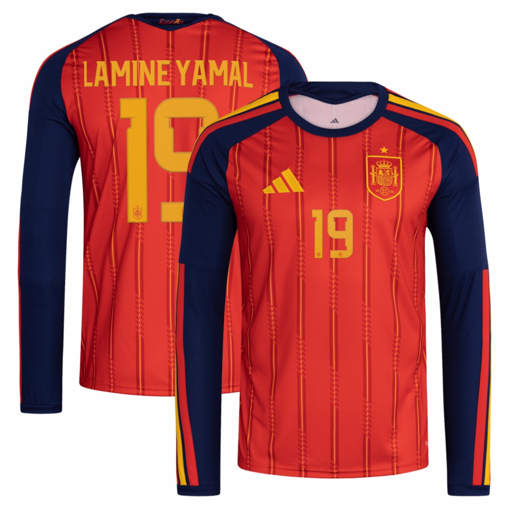 Lamine Yamal Spain National Team 2026 Home Replica Long Sleeve Jersey Red - Adidas