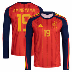 Lamine Yamal Spain National Team 2026 Home Replica Long Sleeve Jersey Red - Adidas