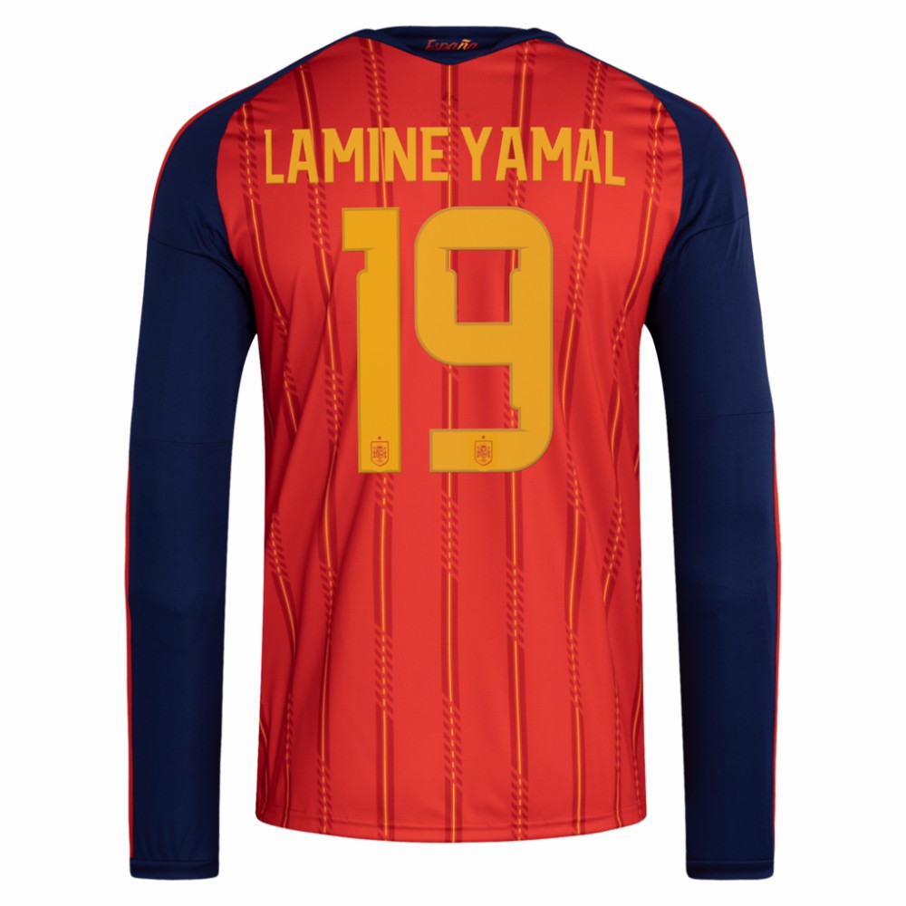 Lamine Yamal Spain National Team 2026 Home Replica Long Sleeve Jersey Red - Adidas