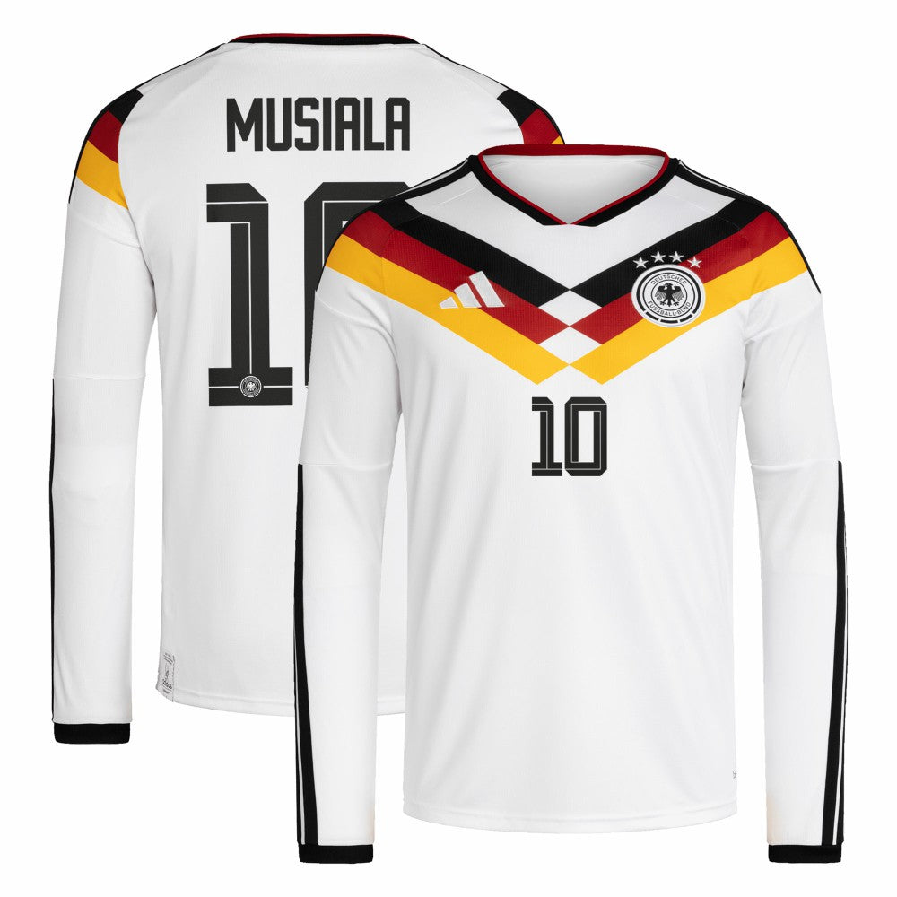Jamal Musiala Germany National Team 2026 Home Replica Long Sleeve Jersey White - Adidas