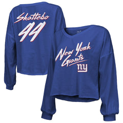 New York Giants  Cam Skattebo  Majestic Threads Women's Script Name & Number Long Sleeve T-Shirt