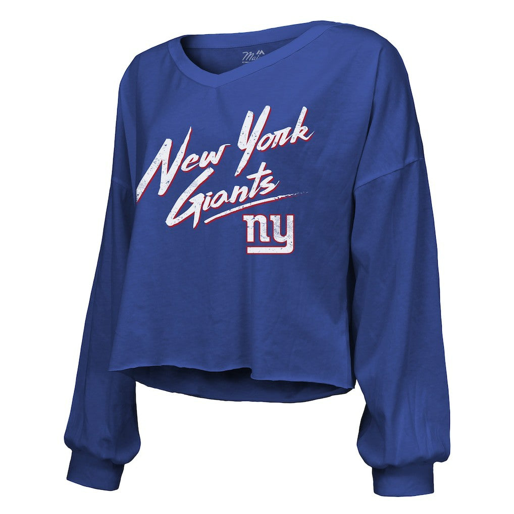 New York Giants  Cam Skattebo  Majestic Threads Women's Script Name & Number Long Sleeve T-Shirt