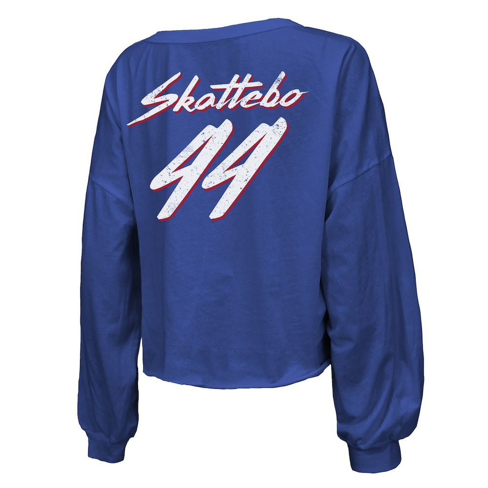 New York Giants  Cam Skattebo  Majestic Threads Women's Script Name & Number Long Sleeve T-Shirt