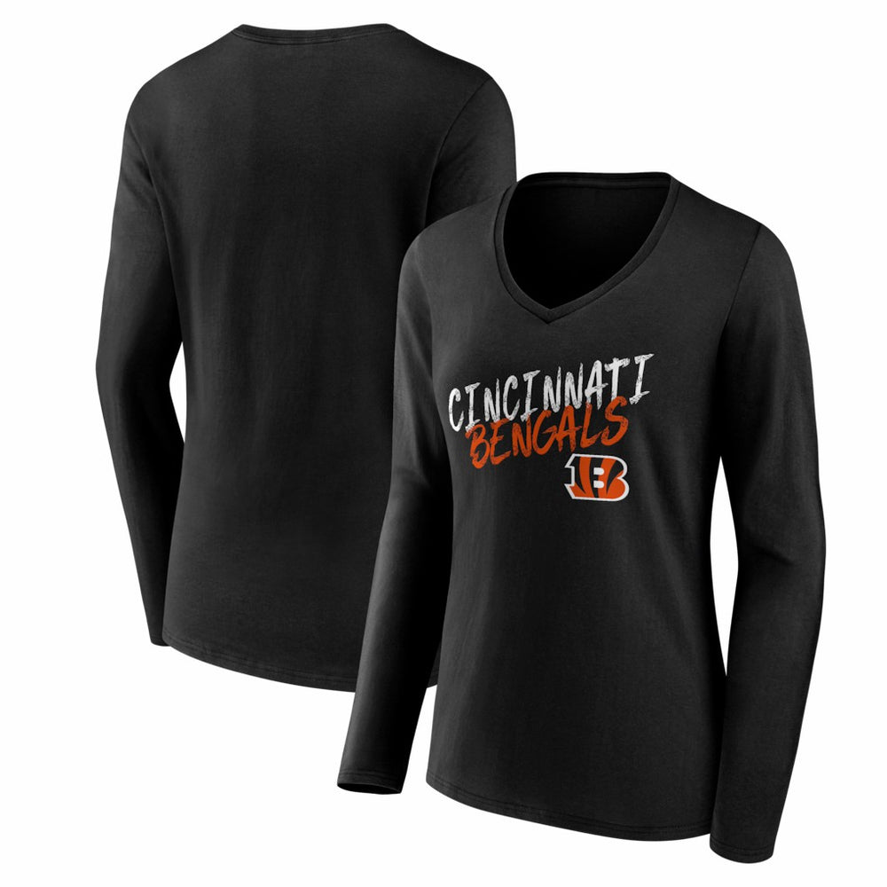 Cincinnati Bengals  Women's Hustle Long Sleeve V-Neck T-Shirt