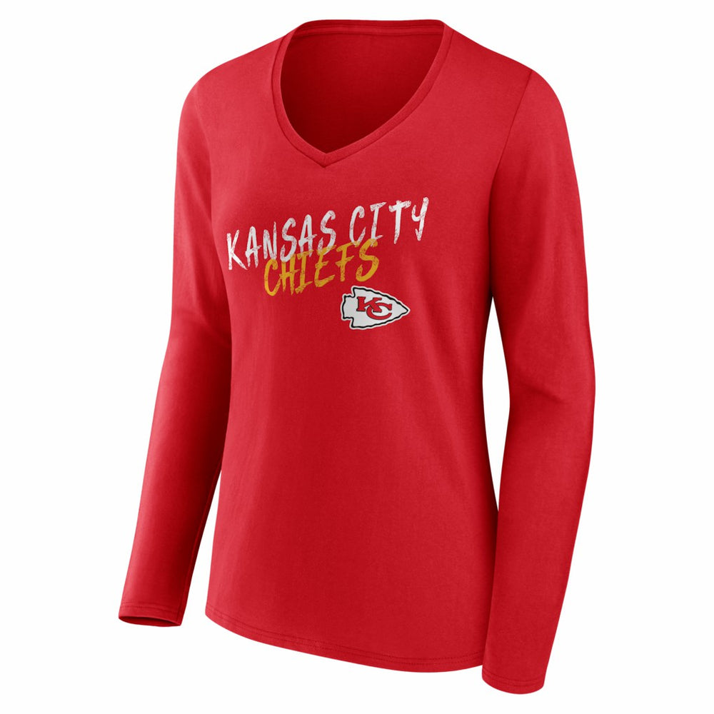 Kansas City Chiefs  Women's Hustle Long Sleeve V-Neck T-Shirt