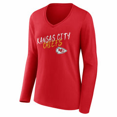 Kansas City Chiefs  Women's Hustle Long Sleeve V-Neck T-Shirt