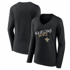 New Orleans Saints  Women's Hustle Long Sleeve V-Neck T-Shirt