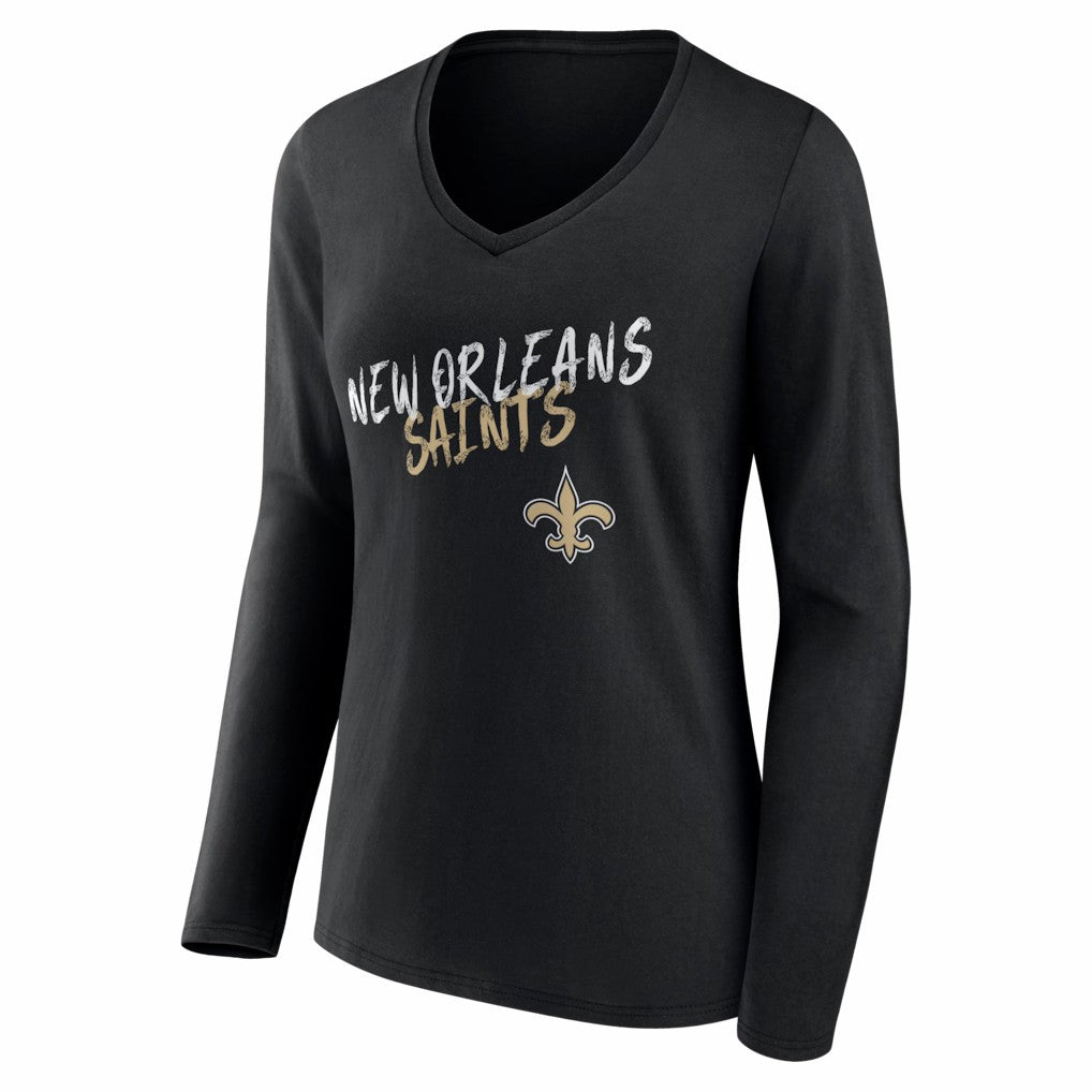 New Orleans Saints  Women's Hustle Long Sleeve V-Neck T-Shirt