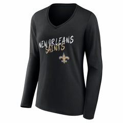 New Orleans Saints  Women's Hustle Long Sleeve V-Neck T-Shirt